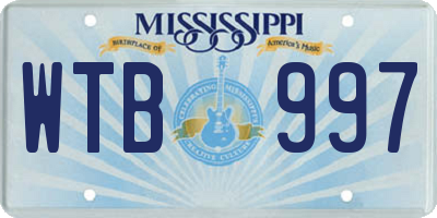 MS license plate WTB997