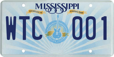 MS license plate WTC001