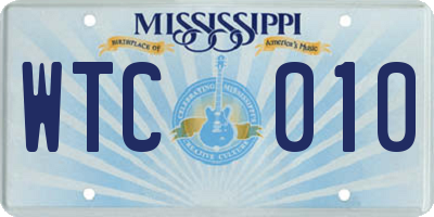 MS license plate WTC010