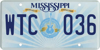 MS license plate WTC036