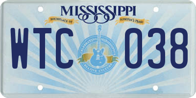 MS license plate WTC038