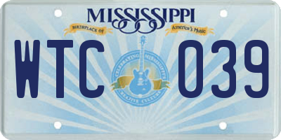 MS license plate WTC039