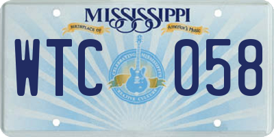 MS license plate WTC058