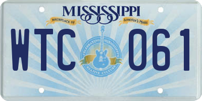 MS license plate WTC061
