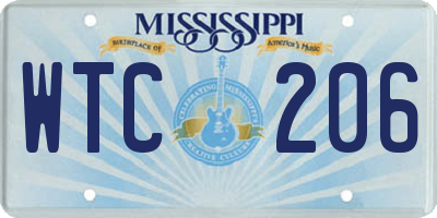 MS license plate WTC206