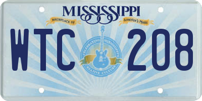 MS license plate WTC208