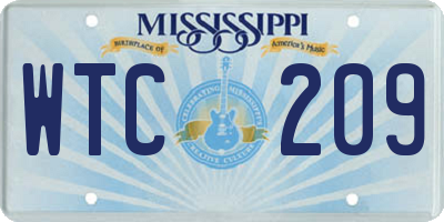 MS license plate WTC209