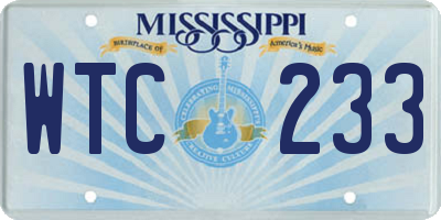 MS license plate WTC233