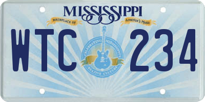 MS license plate WTC234