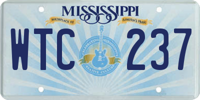 MS license plate WTC237
