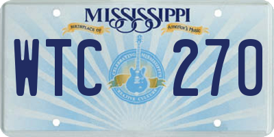 MS license plate WTC270