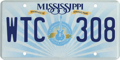 MS license plate WTC308