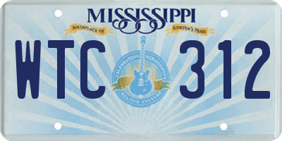 MS license plate WTC312