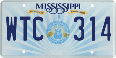 MS license plate WTC314