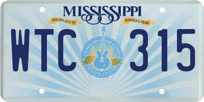 MS license plate WTC315
