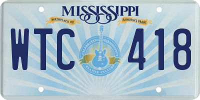 MS license plate WTC418