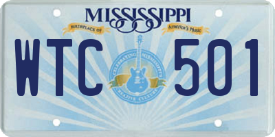 MS license plate WTC501