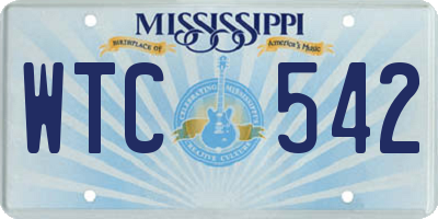 MS license plate WTC542
