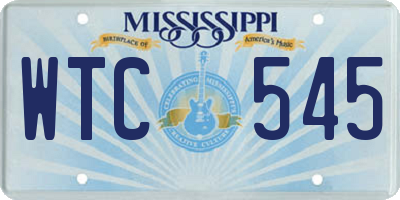 MS license plate WTC545