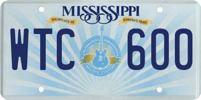 MS license plate WTC600