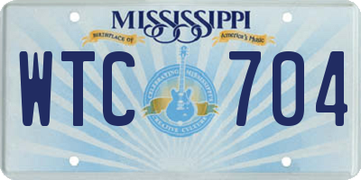 MS license plate WTC704