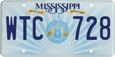 MS license plate WTC728