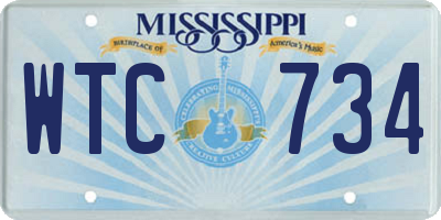 MS license plate WTC734