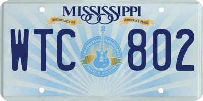 MS license plate WTC802