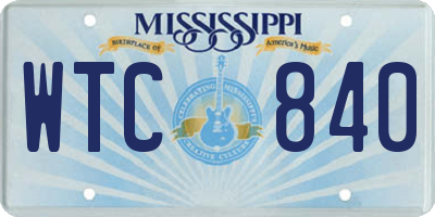 MS license plate WTC840