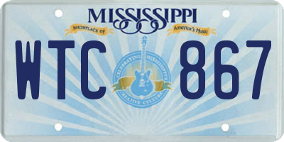 MS license plate WTC867