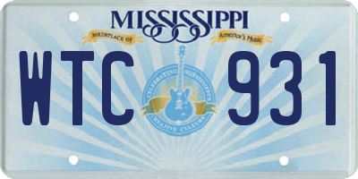 MS license plate WTC931