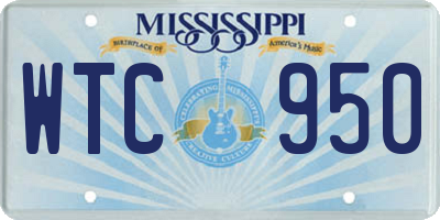 MS license plate WTC950