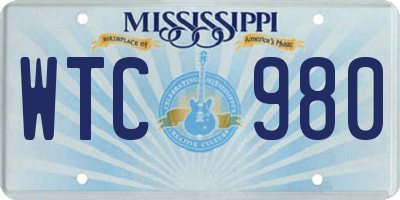 MS license plate WTC980