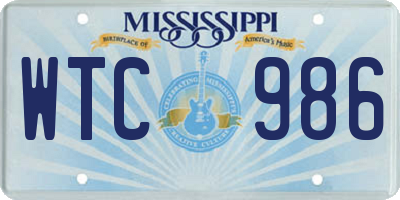 MS license plate WTC986