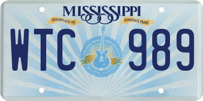 MS license plate WTC989