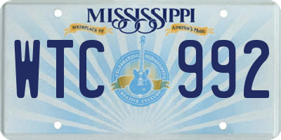 MS license plate WTC992