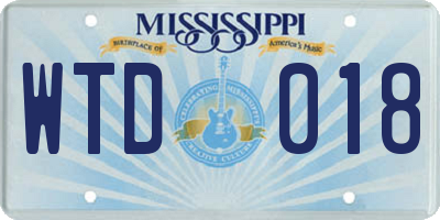 MS license plate WTD018
