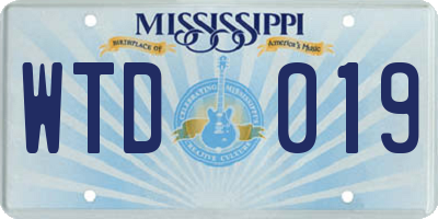MS license plate WTD019