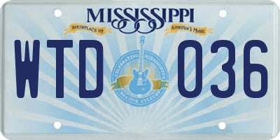 MS license plate WTD036