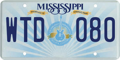 MS license plate WTD080
