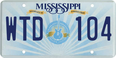 MS license plate WTD104