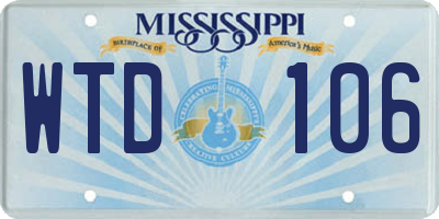 MS license plate WTD106