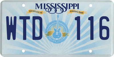 MS license plate WTD116