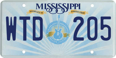 MS license plate WTD205