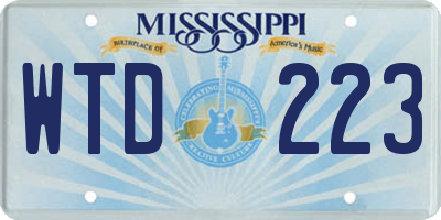 MS license plate WTD223