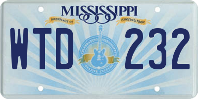 MS license plate WTD232