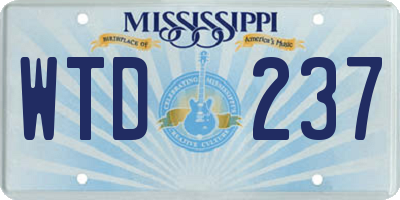 MS license plate WTD237
