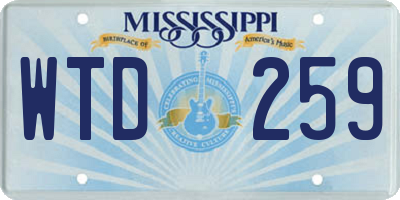 MS license plate WTD259