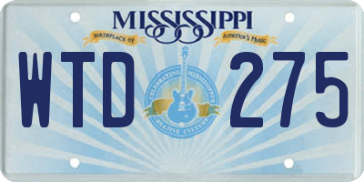 MS license plate WTD275
