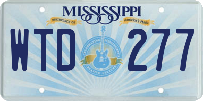 MS license plate WTD277